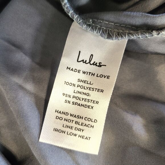 Lulu's NWT Slate Blue Floor Length Chiffon Ruffle Embellished Gown, Size M (6-8) - Picture 12 of 12